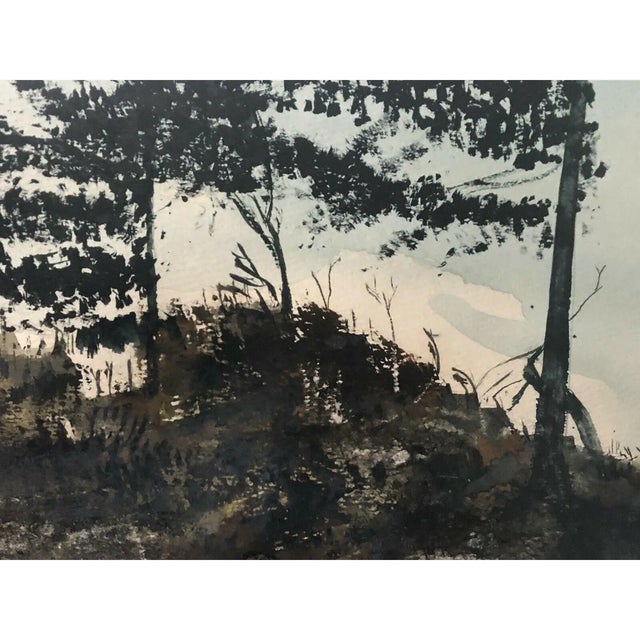 1960s 1960s Vintage Landscape Painting, Evergreens, Framed For Sale - Image 5 of 11