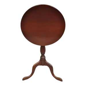 Vintage Sheridan Federal Style Mahogany Wood Tilt Top Accent Side Tea Table