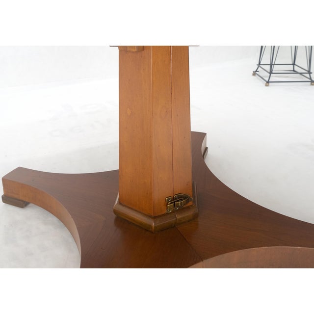 Baker LIght Walnut Round Octagon Single Base Two Leaves Dining Room Table For Sale - Image 11 of 12