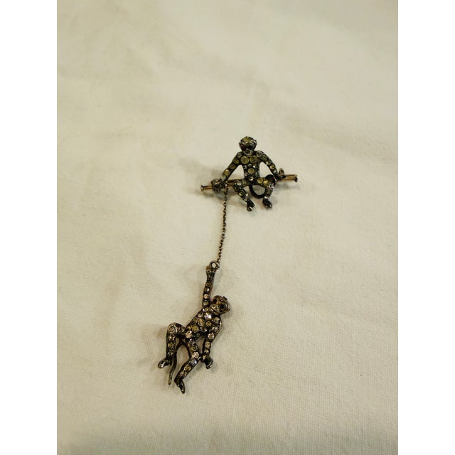Metal Antique Art Deco Sterling Silver Moving Monkey Brooch by Knoll & Pregizer, 1890s For Sale - Image 7 of 7