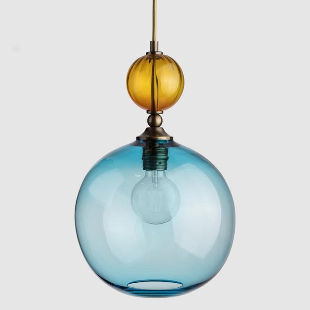 Pop Light Pendant Large Amber-Copper Glass Colour | Chairish