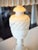 Chapman Manufacturing Company Vintage Italian Neoclassical Style Carved Alabaster Table Lamp With Pleated Lamp Shade For Sale - Image 4 of 11