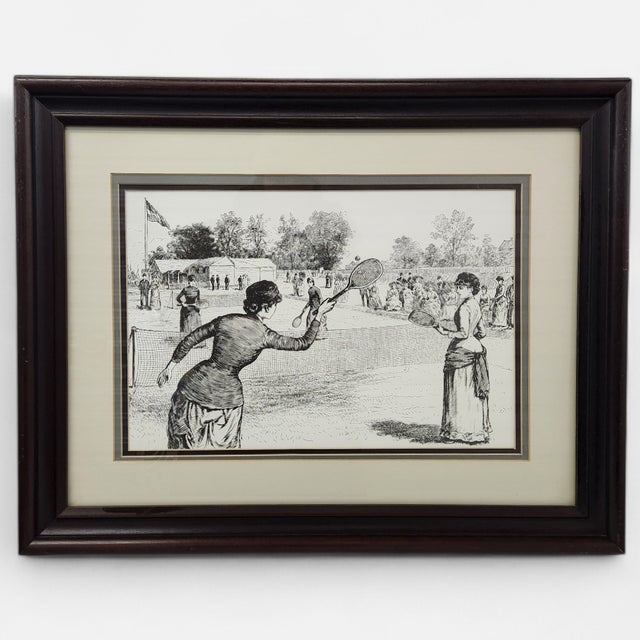 Victorian 19th Century Victorian Lawn Tennis Framed Prints - A Pair For Sale - Image 3 of 13