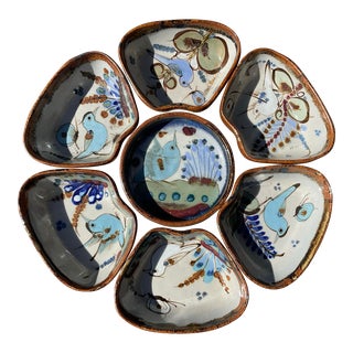 1960s Tonala Chip and Dip Set Signed Ken Edwards- 7 Pieces For Sale