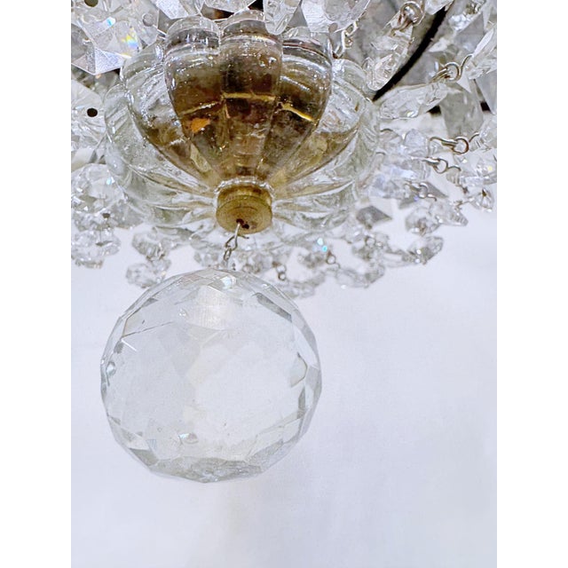 American Vintage Crystal Basket Chandelier With Brass Rim For Sale - Image 3 of 8