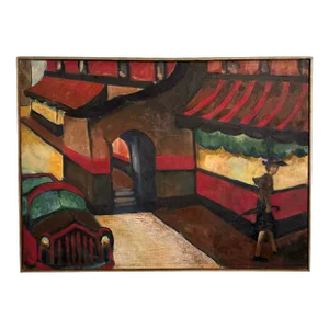 Street Scene Painting Marked Golder “Untitled”