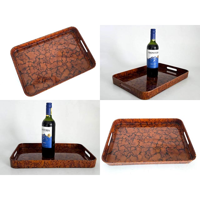 Vintage Otagiri Faux Tortoiseshell Japanese Lacquer Tray For Sale - Image 9 of 11