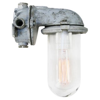 Vintage Industrial Rotterdam Gray Clear Glass Wall Lamps Scone For Sale