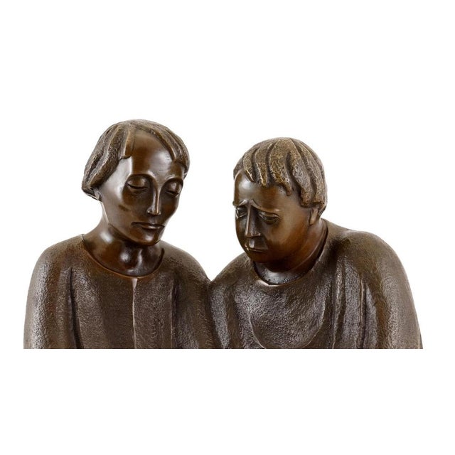 Art Deco 20th Century Reading Monks Sculpture in Bronze For Sale - Image 3 of 10