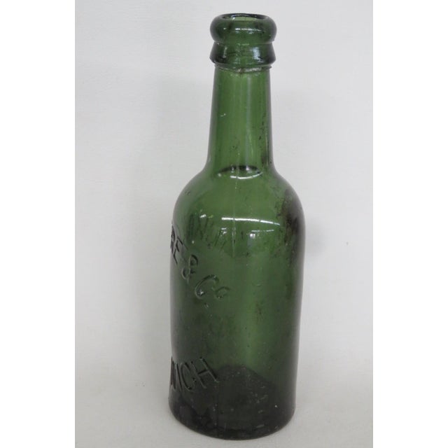 Late 19th Century Pickmere and Co Nantwich Blown Glass Bottle Empty Green Embossed Vessel 5122b For Sale - Image 5 of 12
