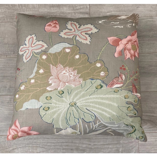 Lily Pads & Waterfowl Asian Motif Pillows - a Pair For Sale - Image 6 of 6