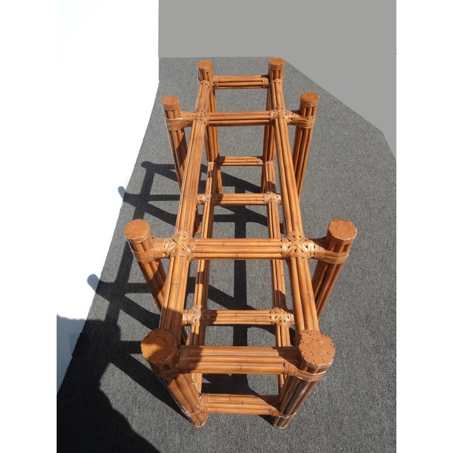 McGuire Vintage Mid Century Modern McGuire Bamboo Dining Room Table W Glass Top For Sale - Image 4 of 12