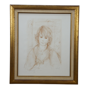 1975 Edna Hibel Signed Artist's Proof Portrait of a Young Girl Chris 25"