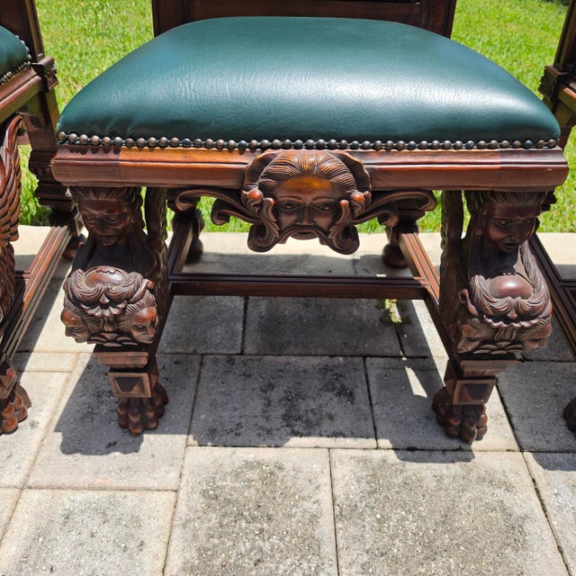 Antique Italian Renaissance Revival Hand Carved Dining Chairs Set of 4 For Sale - Image 12 of 18