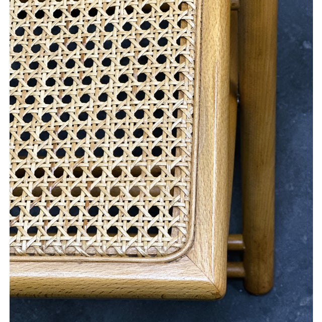 Mid-Century Belgian Folding Chairs in Wood and Hand-Woven Cane, Set of 4 For Sale - Image 13 of 15