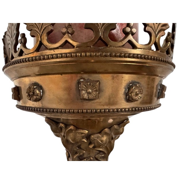 Monumental Gothic Revival Brass Floor Candlestick, Circa 1900 For Sale - Image 11 of 12