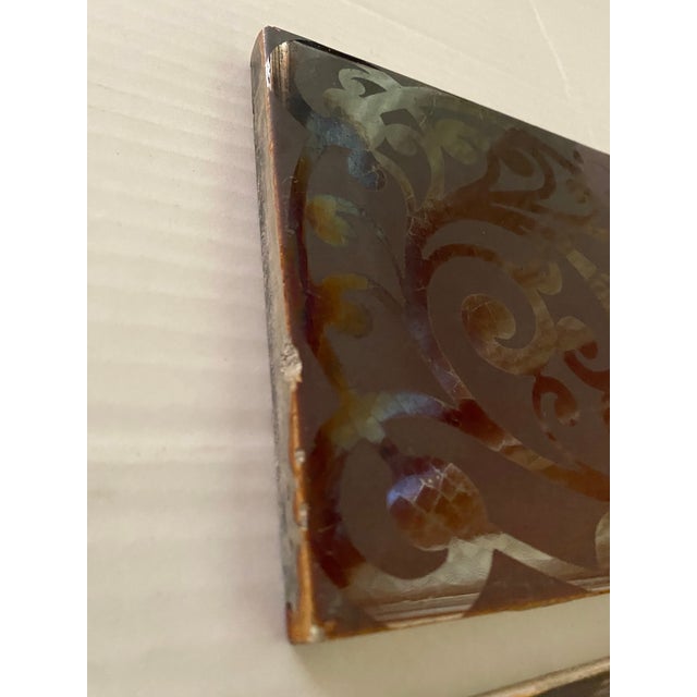 Antique 1890s AETCo Maroon Majolica Ceramic Tiles - Set of 4 For Sale - Image 4 of 12