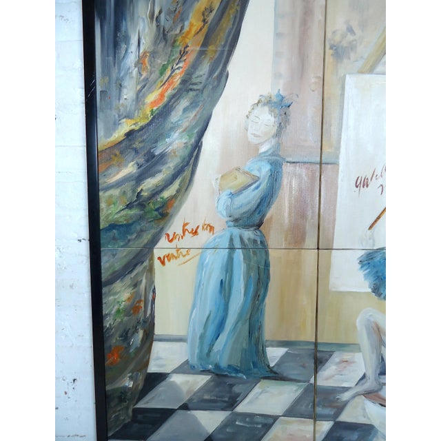 White 1960s Modern Painting of an Artist Painting For Sale - Image 8 of 13