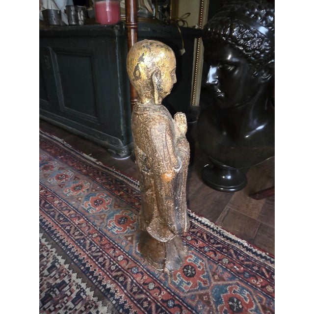 Buddhist Diety Statue With Gilt Finish For Sale - Image 9 of 11
