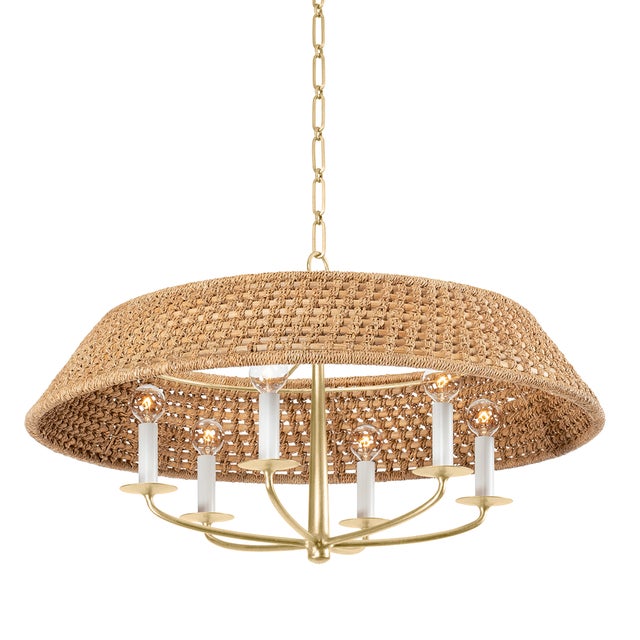 Hudson Valley Lighting Hudson Valley Lighting Bradley 30 in. 6 Light Chandelier in Vintage Gold Leaf Finish For Sale - Image 4 of 4