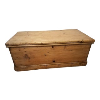 Late 19th Century Antique Pine Trunk With Original Hardware For Sale