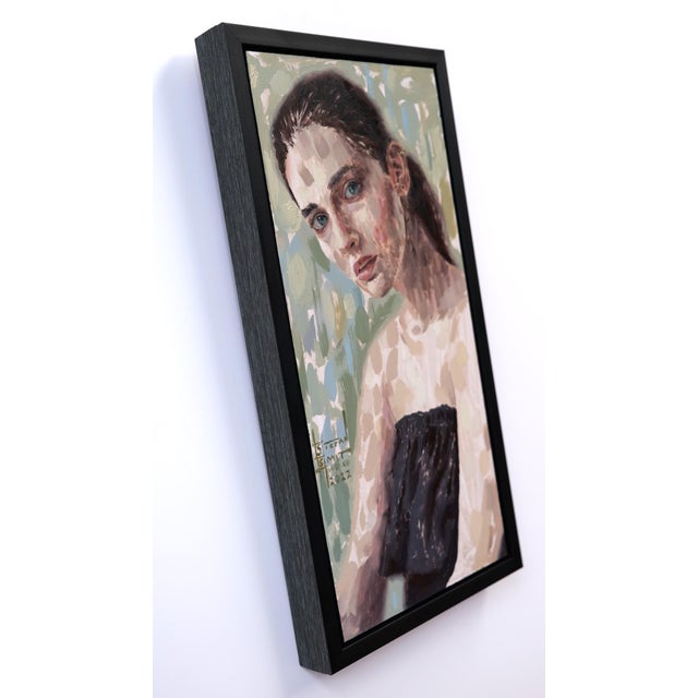 Boundaries by Stefan Smit | Oil on panel Portrait of a woman with blue eyes and soft features. For Sale - Image 4 of 4