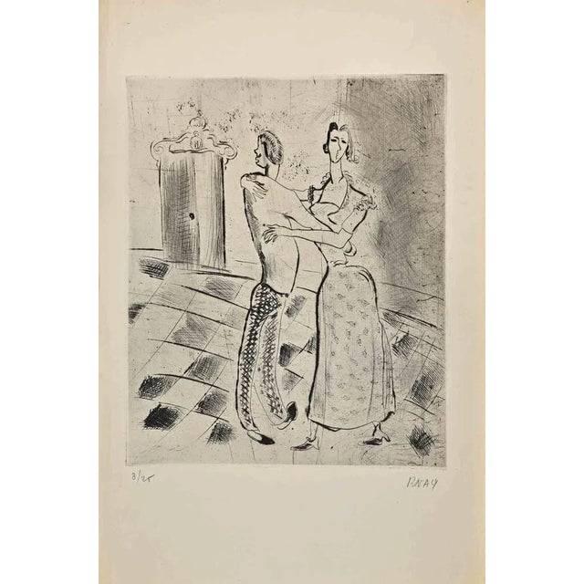 Dancers is an Original Etching and Drypoint realized by Robert Naly (1900-1984) Good condition on a yellowed paper....