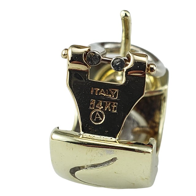 Metal 14k Yellow Gold Sapphire, Ruby & Diamond Half Hoop Earrings - 2 Pieces For Sale - Image 7 of 9