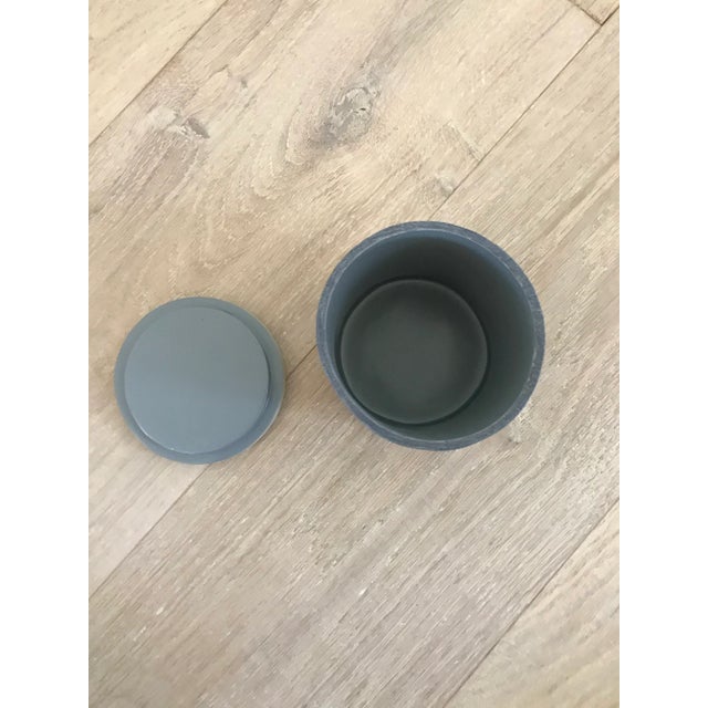 Transitional Pigeon & Poodle Maranello Steel Blue/White Canister For Sale - Image 3 of 8