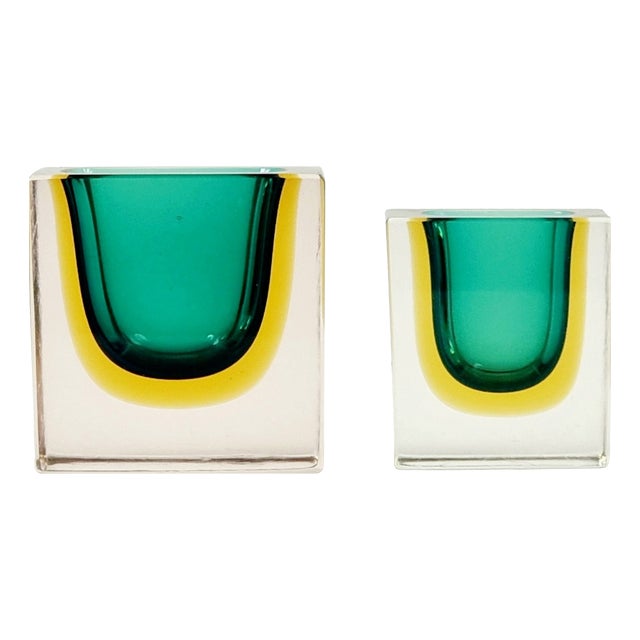 Mid-Century Modern Sommerso Murano Glass Ashtrays by Flavio Poli for Seguso Vetri Darte, Italy, 1970s, Set of 2 For Sale