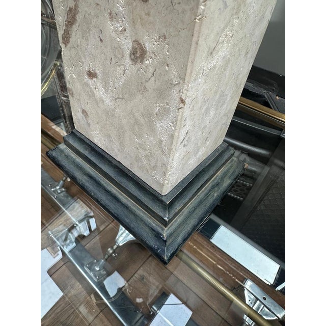 Metal Tall Travertine and Bronze Table Lamp, 1970s For Sale - Image 7 of 12