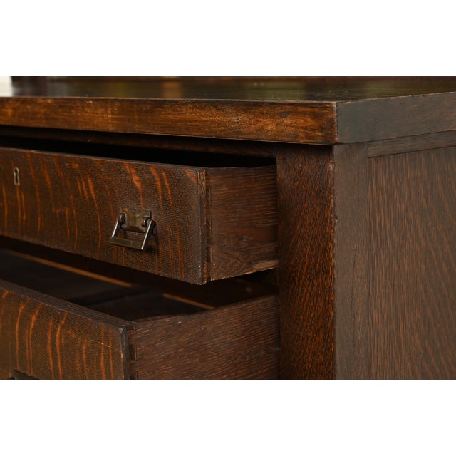 Wood Stickley Brothers Style Antique Mission Oak Arts & Crafts Sideboard Buffet or Bar Cabinet, Circa 1900 For Sale - Image 7 of 11