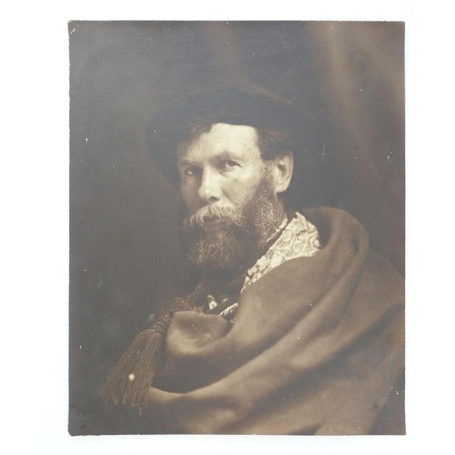 Antique circa 1890's photograph portrait of bearded man. Looks like a scholar or artist, unsigned. Unframed, edge wear.