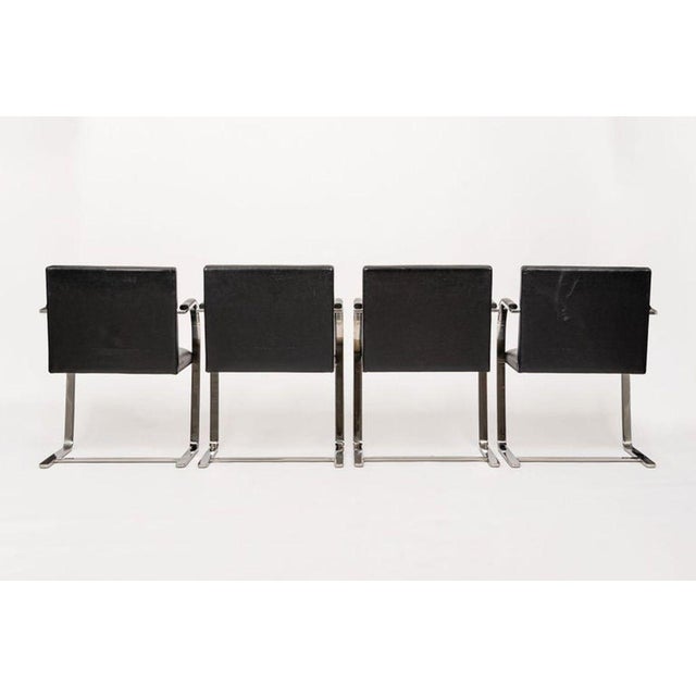 Knoll Mid Century Black Brno Chairs by Mies Van Der Rohe for Knoll Set of 4 For Sale - Image 4 of 13