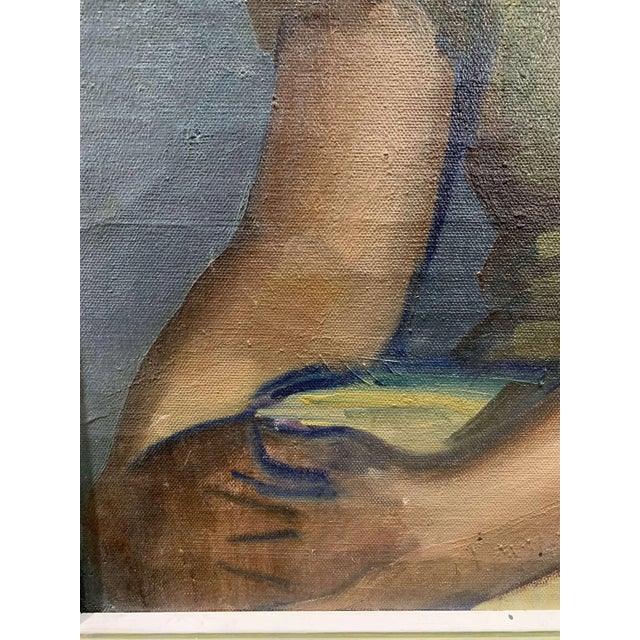 Finnish Artist, Young Woman in a Yellow Dress, 1930s, Oil on Canvas, Framed For Sale - Image 7 of 13