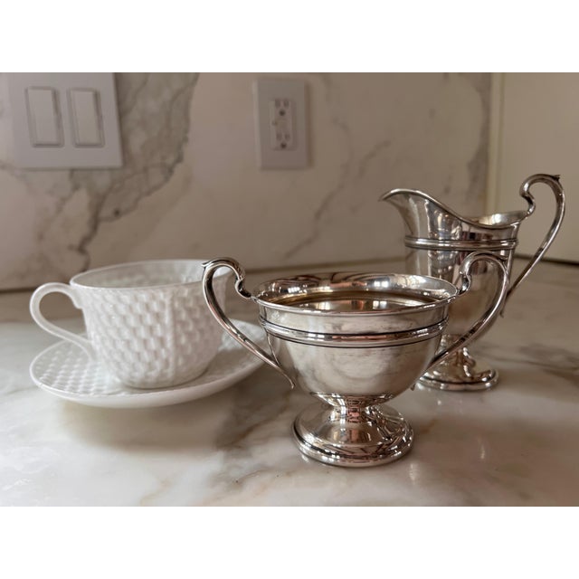 1940s Neoclassical Sterling Silver Cream and Sugar Set For Sale - Image 15 of 17