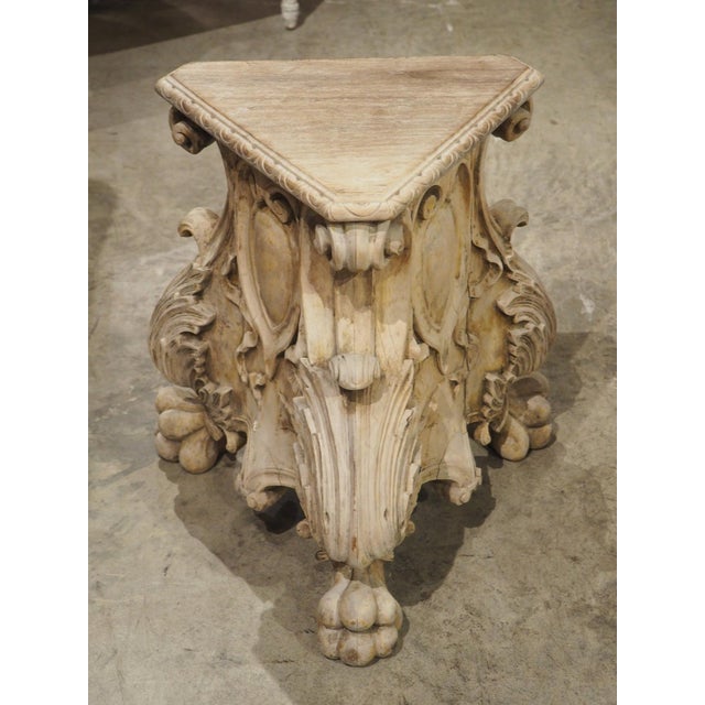 Pair of Low Antique Italian Baroque Style Walnut Tripodal Pedestals, Late 1800s For Sale - Image 10 of 18