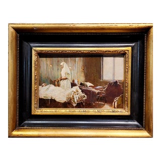 Mikhail Guzhavin- Nurse Attending a Wounded Soldier in a Military Hospital-1910s Oil Painting For Sale