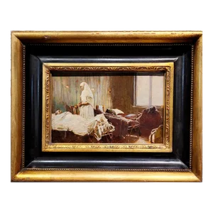 Mikhail Guzhavin- Nurse Attending a Wounded Soldier in a Military Hospital-1910s Oil Painting