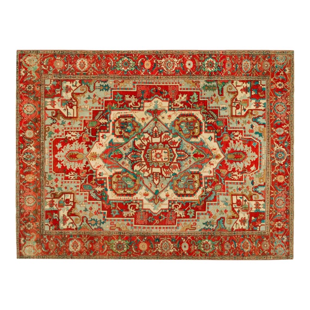 Antique Persian Serapi Oriental Carpet, in Large Size, with Central Medallion For Sale