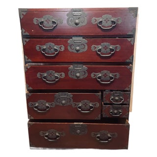 19th Century Japanese Meiji Period Isho-Tansu Clothing Chest With Iron Hardware For Sale