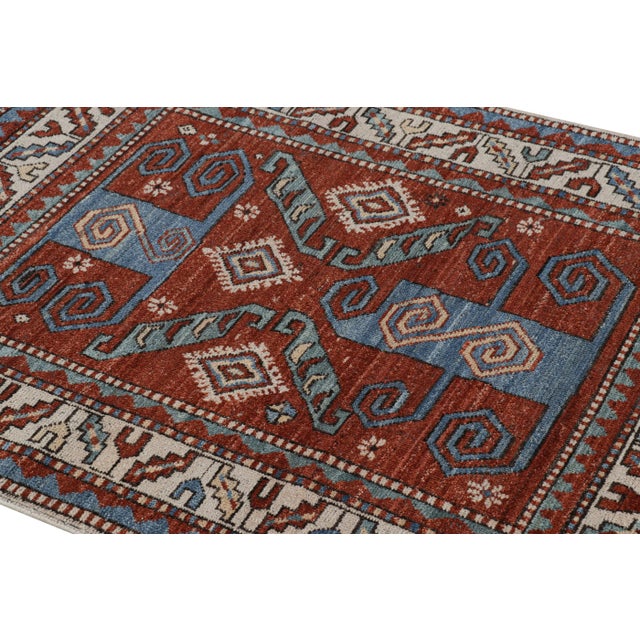 Hand-knotted in ghazni wool, this 4x5 rug from the Burano Collection features geometric patterns inspired by antique...
