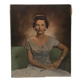 Mid 20th Century Family Portrait Hand-Colored Photograph of a Woman For Sale