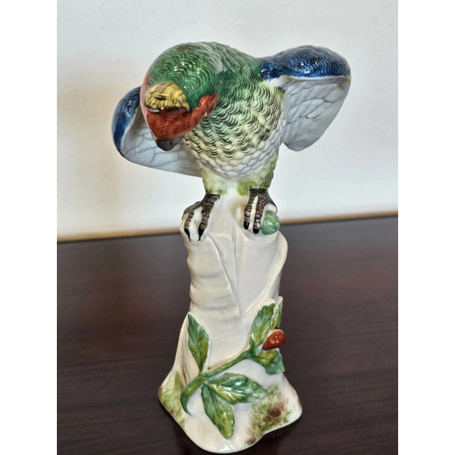 Early 20th Century Antique Paris Porcelain Bourdois and Bloch Colorful Parrot Figurine For Sale - Image 5 of 12