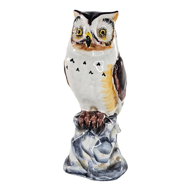 Vintage Zaccagnini Italy Owl Figurine Art Pottery For Sale