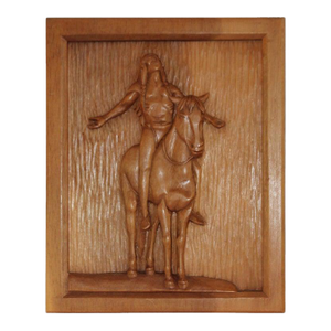Hand Carved Native American Rider Plaque