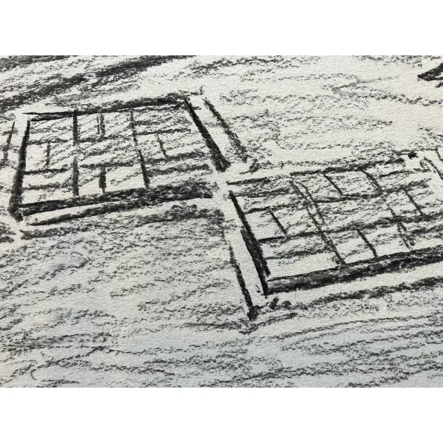 John Van Der Sterren "The Arrival Courtyard of the Amanda Hotel in Sayan, Ubud, Bali" 20th c. Original Charcoal Drawing...