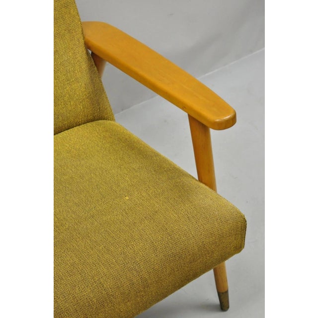 Wood Vintage Mid Century Modern Blonde Wood Paul McCobb Style Paddle Arm Lounge Chair For Sale - Image 7 of 12
