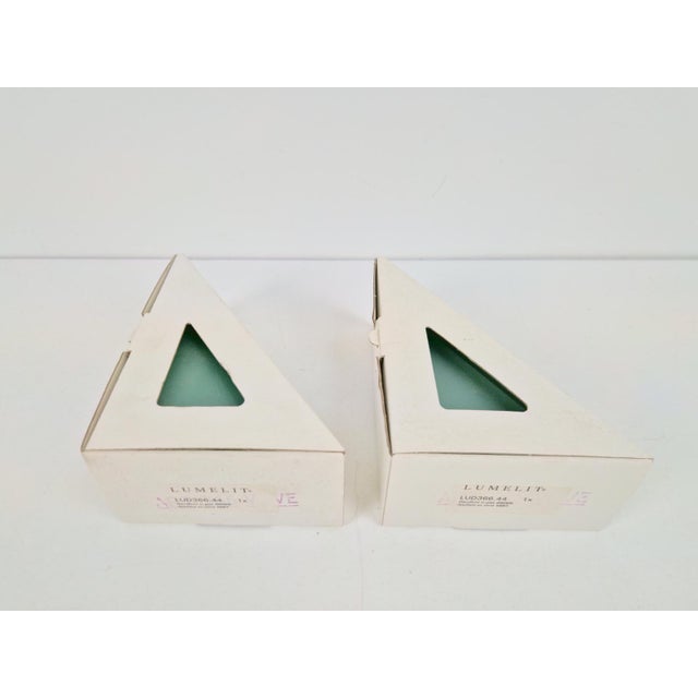Vintage Triangular Conical Wall Sconces in Green Frosted Glass from Lumal-It, 1990s, Set of 2 For Sale - Image 12 of 16