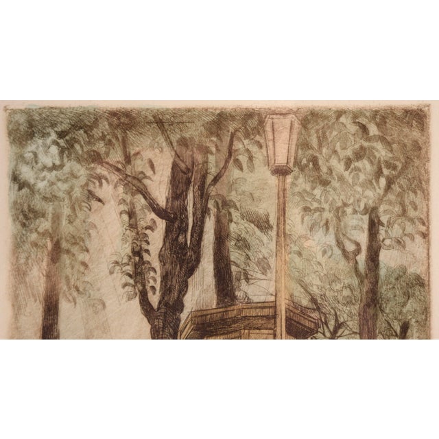 American "Children's Park" Landscape Etching, Artist's Proof For Sale - Image 3 of 8